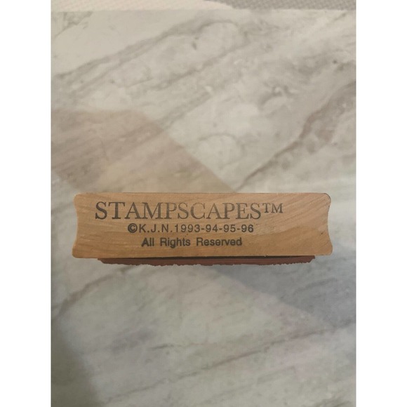 Rubber Stamp large Rocks Boulders with Pine Trees Wood Mounted Stampscapes 1996 - Picture 3 of 5